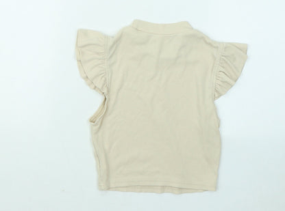 SheIn Girls Beige Cotton Basic T-Shirt Size 12-13 Years Round Neck Pullover