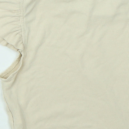 SheIn Girls Beige Cotton Basic T-Shirt Size 12-13 Years Round Neck Pullover