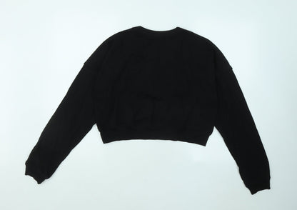 Boohoo Womens Black Cotton Pullover Sweatshirt Size L Pullover - LUXE