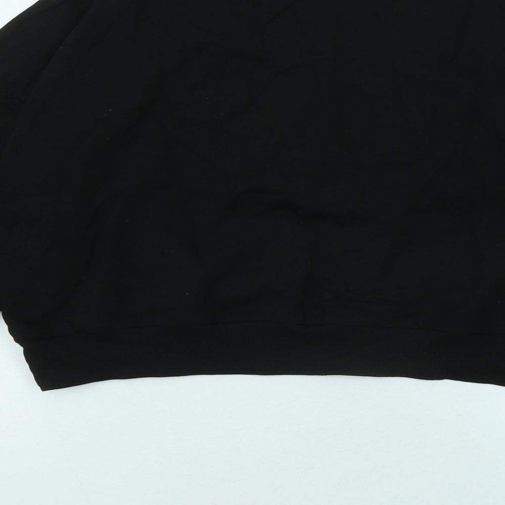 Boohoo Womens Black Cotton Pullover Sweatshirt Size L Pullover - LUXE