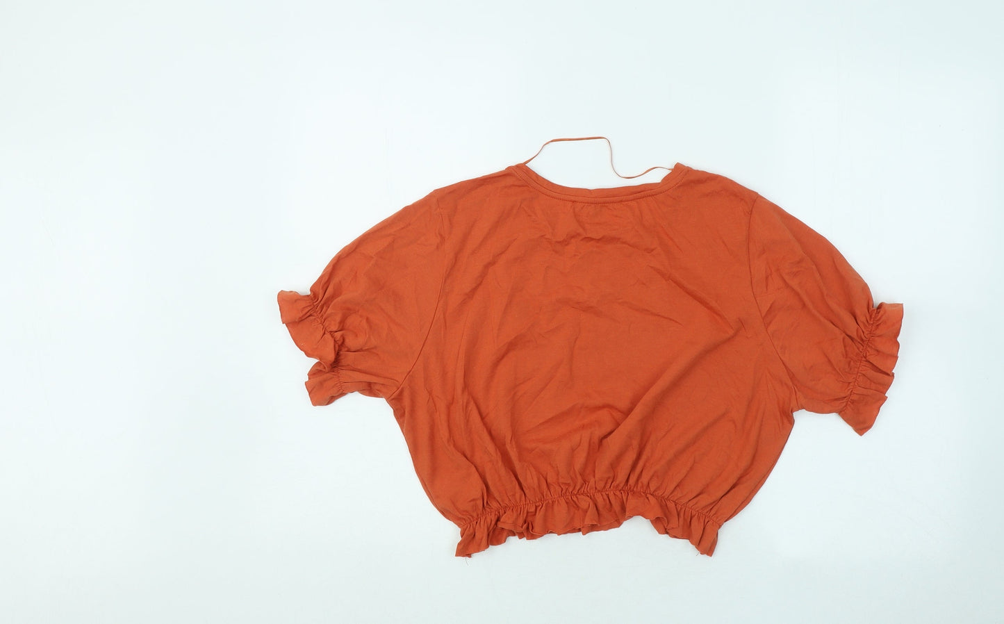 Primark Womens Orange Cotton Basic T-Shirt Size 12 Round Neck - Star