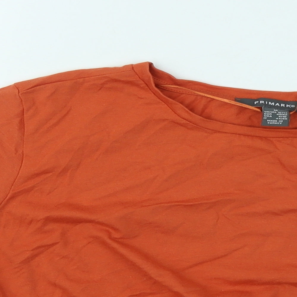 Primark Womens Orange Cotton Basic T-Shirt Size 12 Round Neck - Star