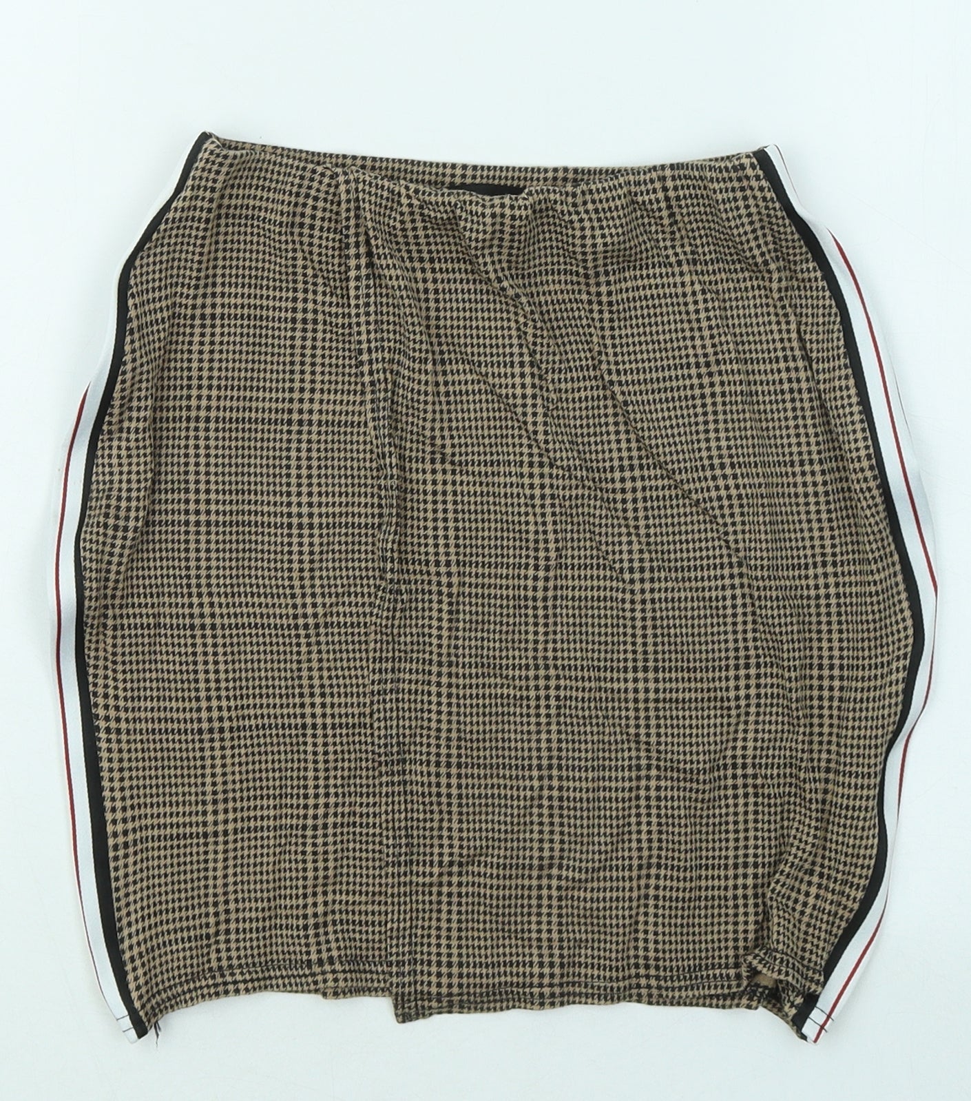 PRETTYLITTLETHING Womens Gold Geometric Viscose Mini Skirt Size 6