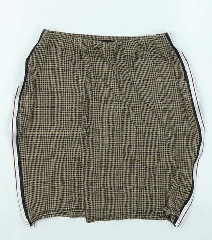 PRETTYLITTLETHING Womens Gold Geometric Viscose Mini Skirt Size 6