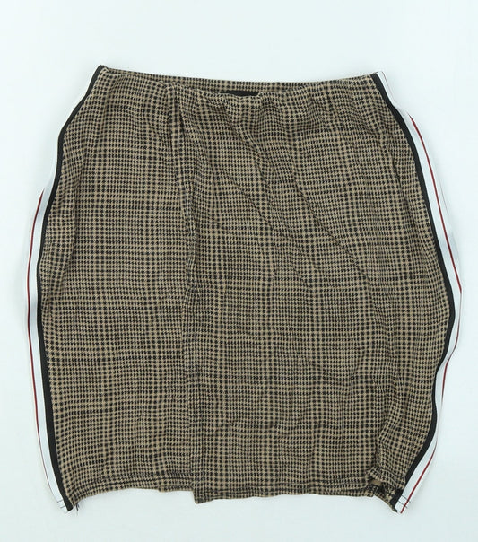 PRETTYLITTLETHING Womens Gold Geometric Viscose Mini Skirt Size 6