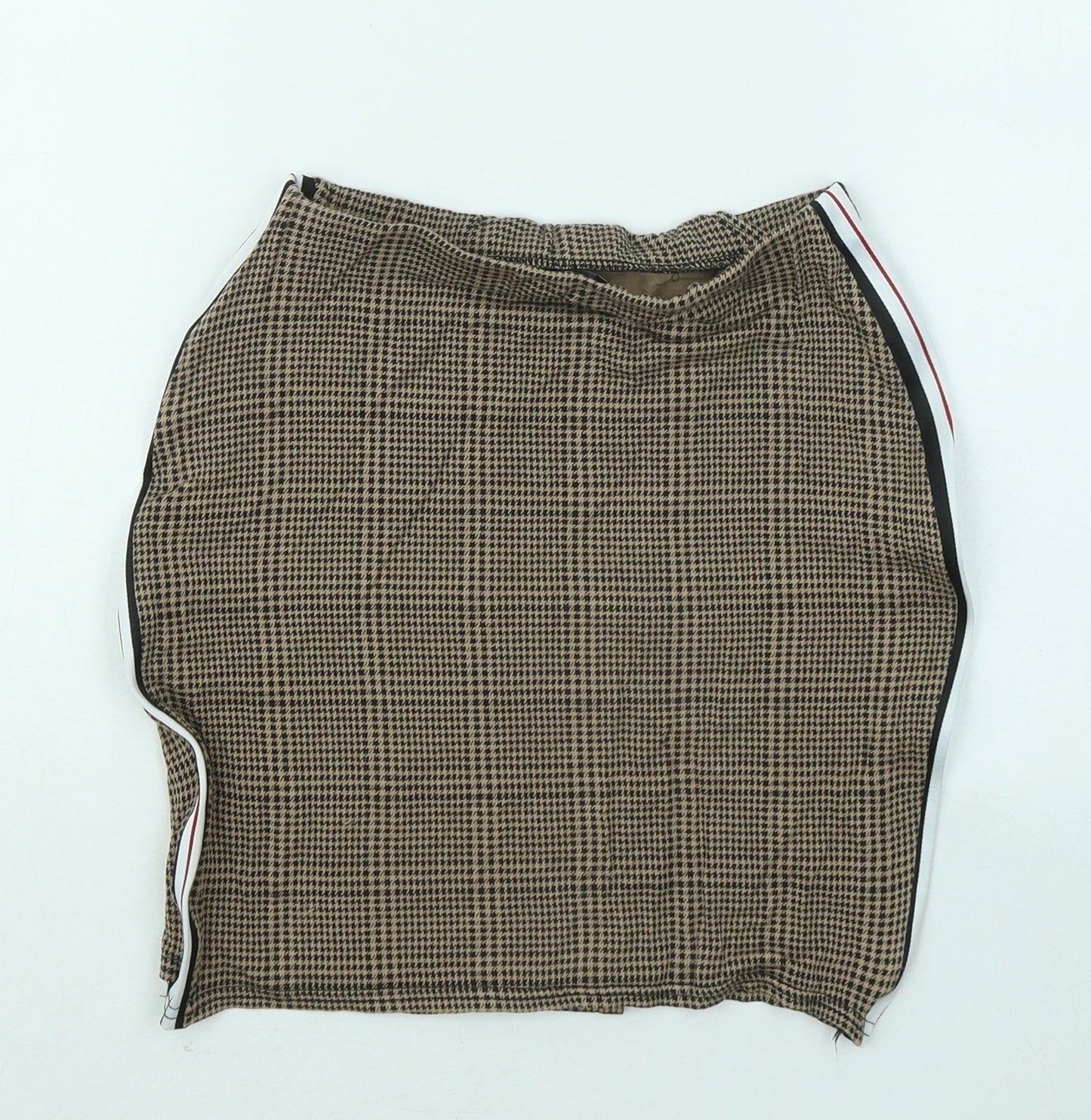 PRETTYLITTLETHING Womens Gold Geometric Viscose Mini Skirt Size 6