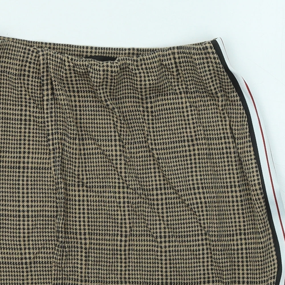 PRETTYLITTLETHING Womens Gold Geometric Viscose Mini Skirt Size 6