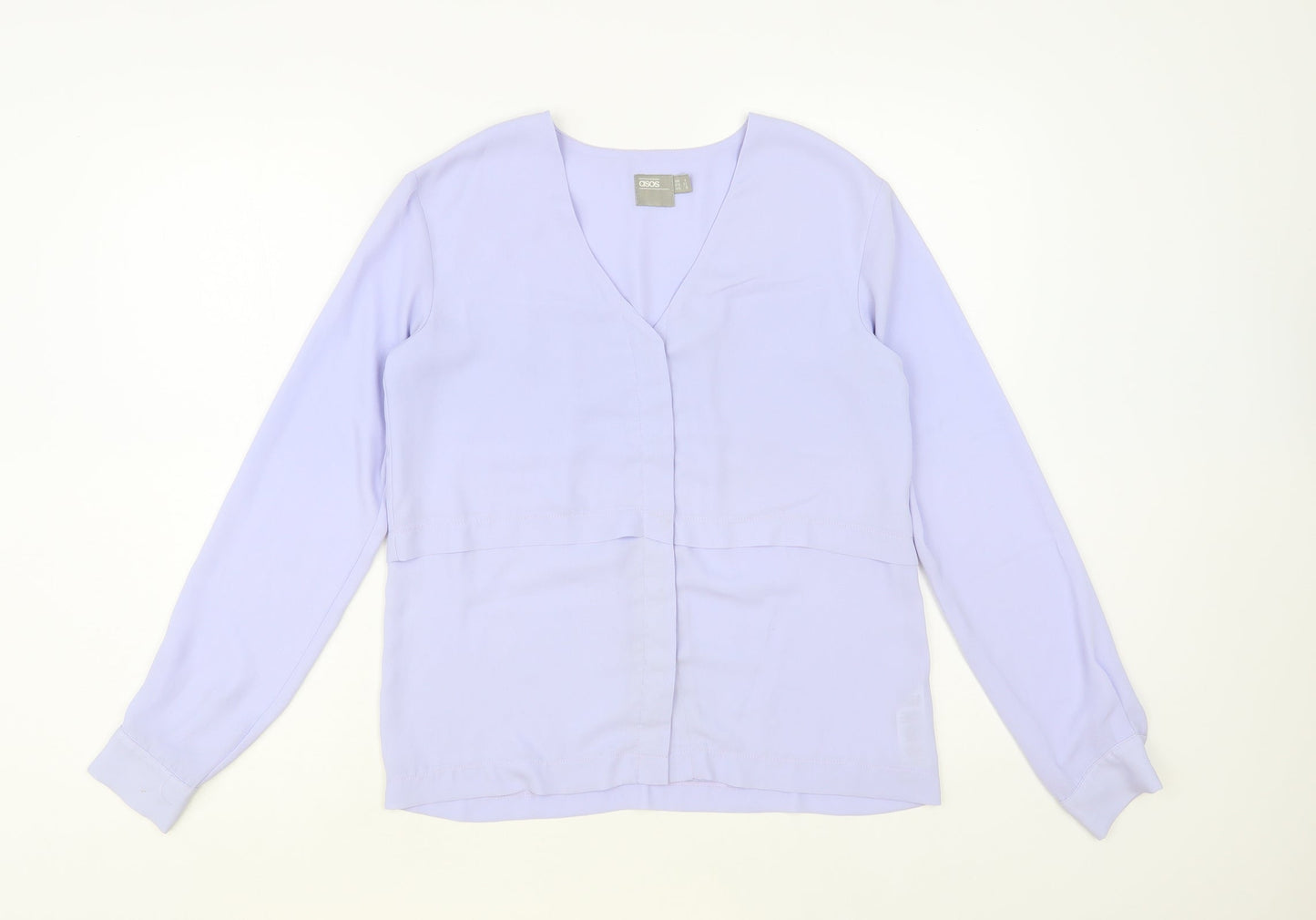 Womens UK Size 4 ASOS Blue Basic Button-Up