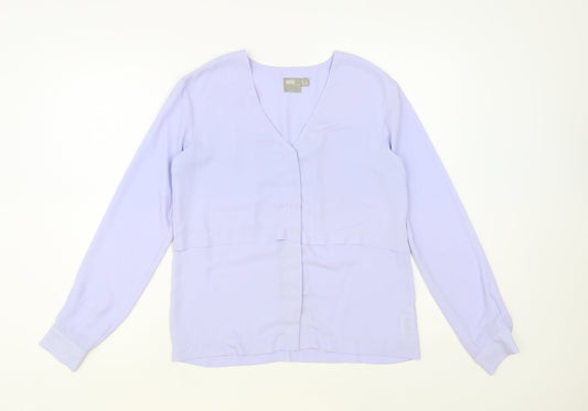 Womens UK Size 4 ASOS Blue Basic Button-Up