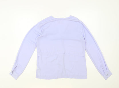Womens UK Size 4 ASOS Blue Basic Button-Up