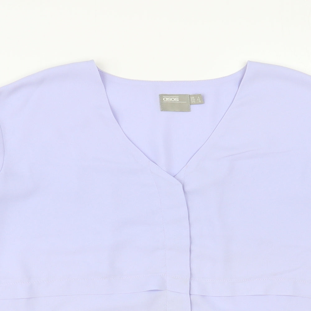 Womens UK Size 4 ASOS Blue Basic Button-Up
