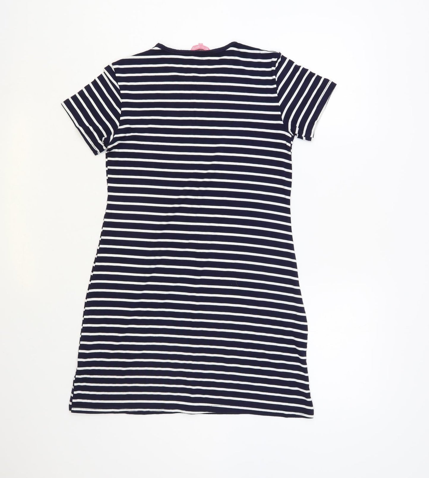 Ada Gatti Womens Blue Striped Cotton T-Shirt Dress Size 12 Crew Neck Pullover
