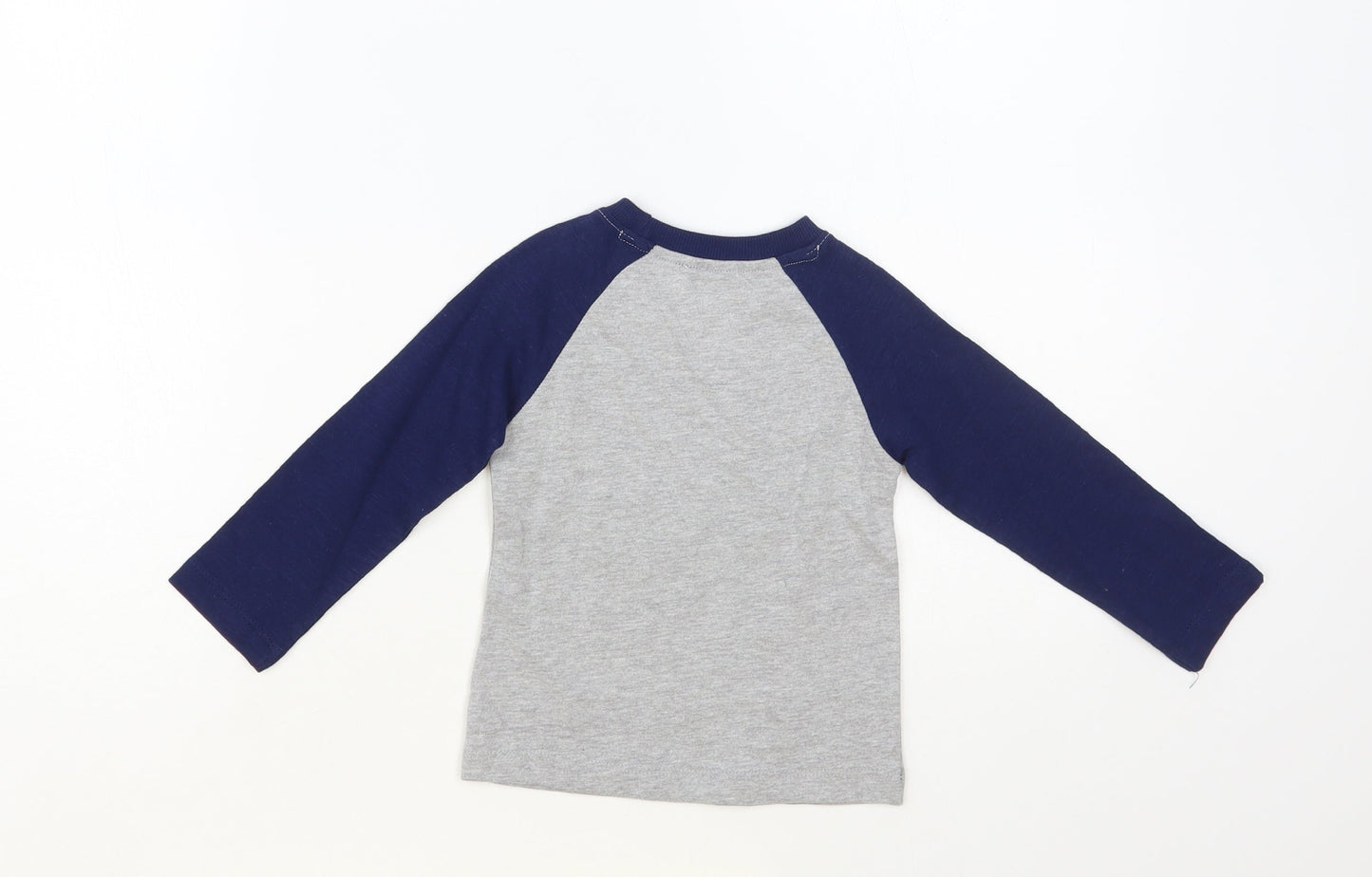M&Co Baby Grey Colourblock Cotton Pullover T-Shirt Size 9-12 Months Crew Neck Pullover - Tractor