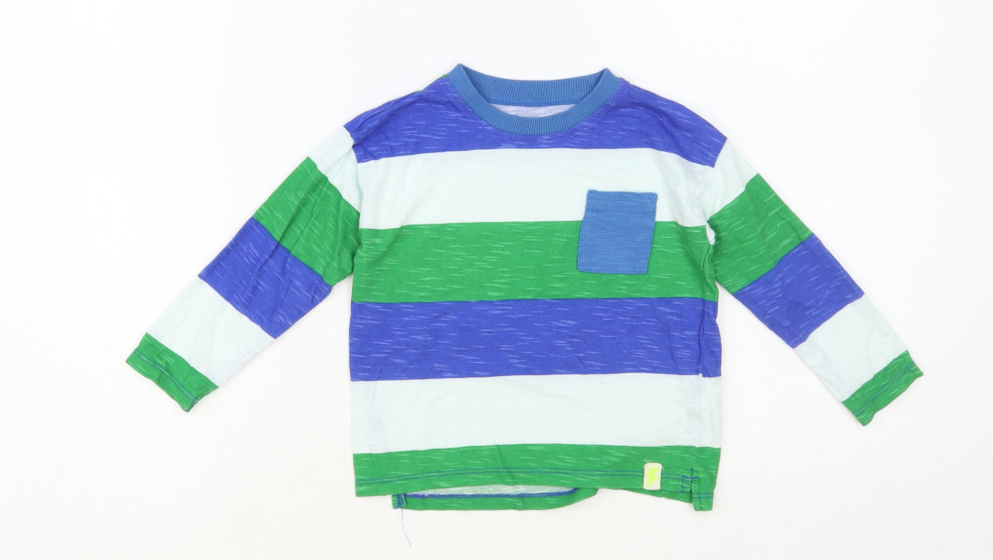 Leigh Baby Multicoloured Striped Cotton Pullover T-Shirt Size 18-24 Months Crew Neck Pullover