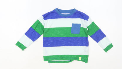 Leigh Baby Multicoloured Striped Cotton Pullover T-Shirt Size 18-24 Months Crew Neck Pullover