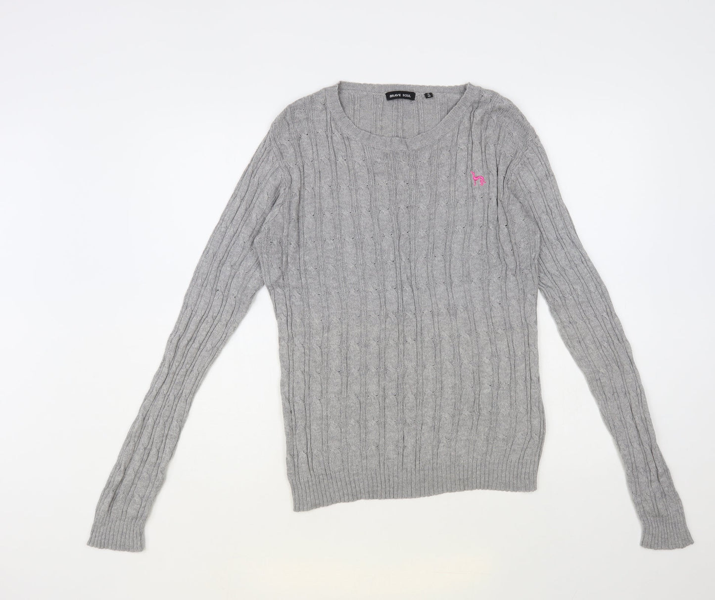 Womens UK Size M Brave Soul Grey Pullover Jumper