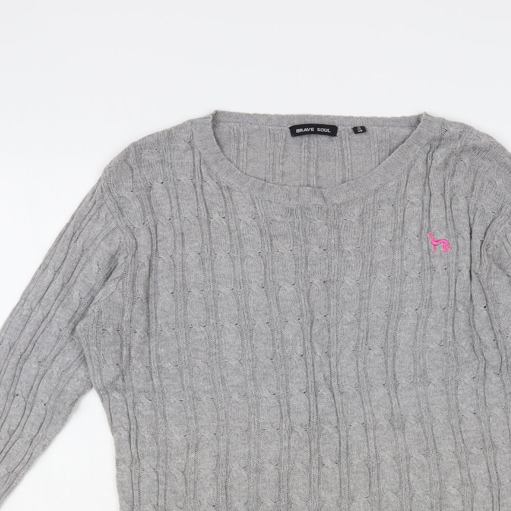 Womens UK Size M Brave Soul Grey Pullover Jumper
