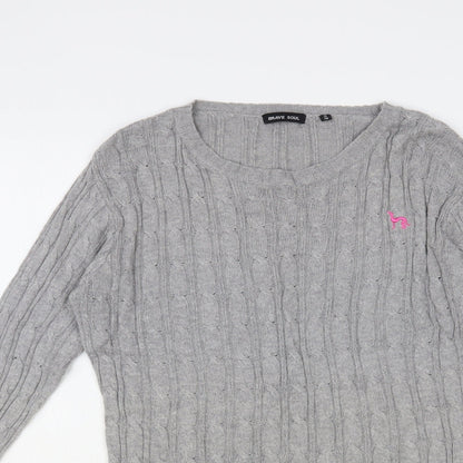 Womens UK Size M Brave Soul Grey Pullover Jumper