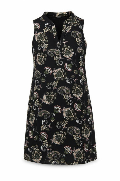 F&F Womens Black Paisley Polyester A-Line Size 12 V-Neck Pullover