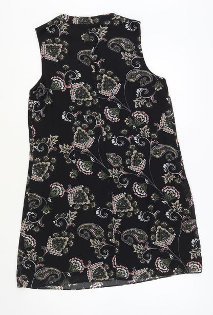 F&F Womens Black Paisley Polyester A-Line Size 12 V-Neck Pullover