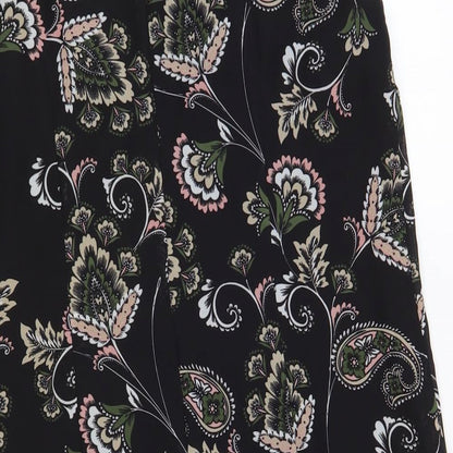 F&F Womens Black Paisley Polyester A-Line Size 12 V-Neck Pullover