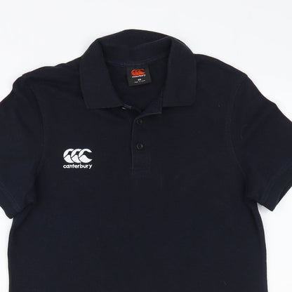 Canterbury Mens Blue Polyester Polo Size XS Collared Button
