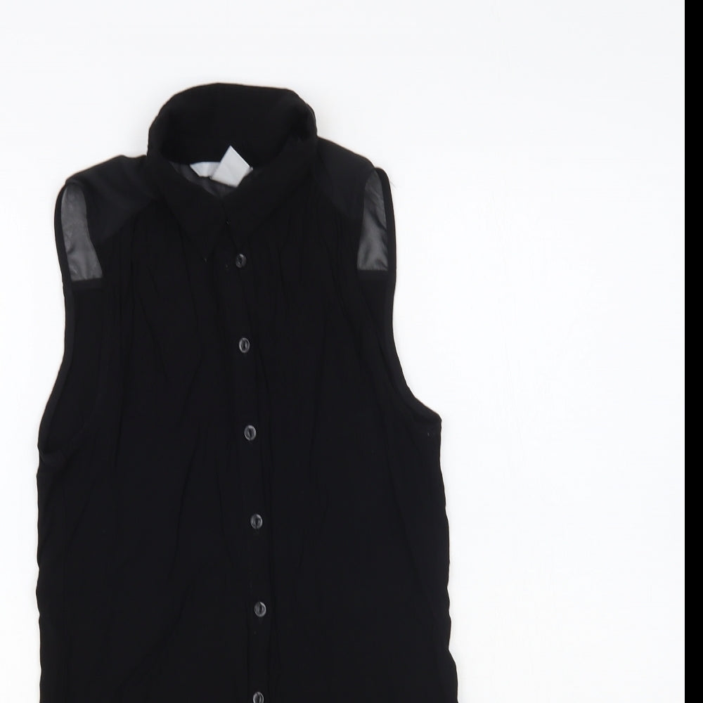 Womens UK Size 6 H&M Black Basic Button-Up