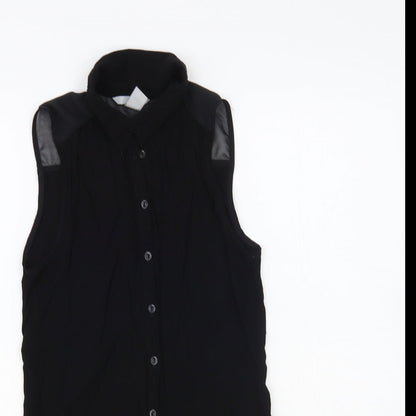 Womens UK Size 6 H&M Black Basic Button-Up