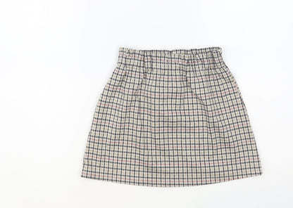 Primark Girls Grey Check Polyester A-Line Skirt Size 5-6 Years Regular Pull On