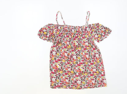 Matalan Womens Multicoloured Floral Viscose Basic Blouse Size 8 Off the Shoulder