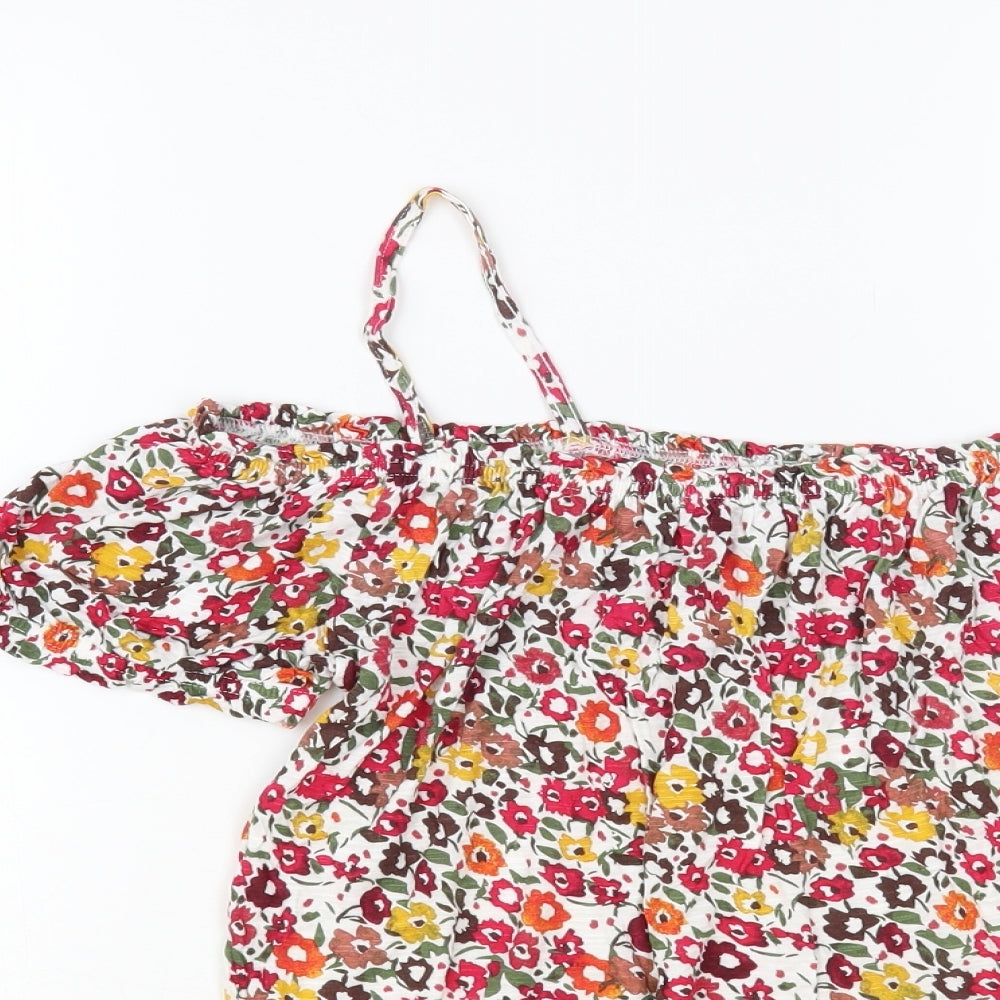 Matalan Womens Multicoloured Floral Viscose Basic Blouse Size 8 Off the Shoulder