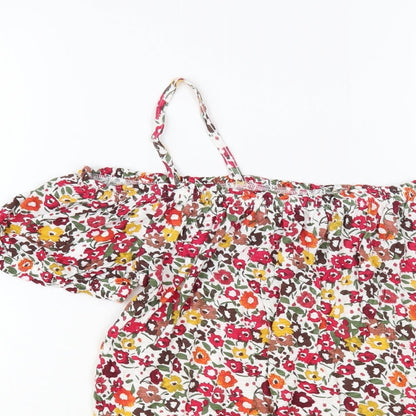 Matalan Womens Multicoloured Floral Viscose Basic Blouse Size 8 Off the Shoulder