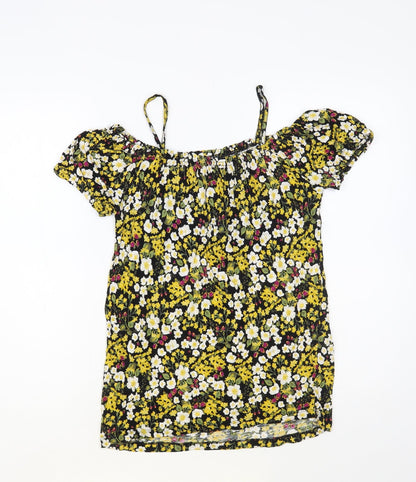 Matalan Womens Multicoloured Floral Viscose Basic Blouse Size 8 Off the Shoulder