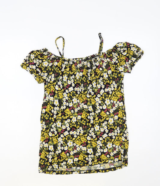 Matalan Womens Multicoloured Floral Viscose Basic Blouse Size 8 Off the Shoulder