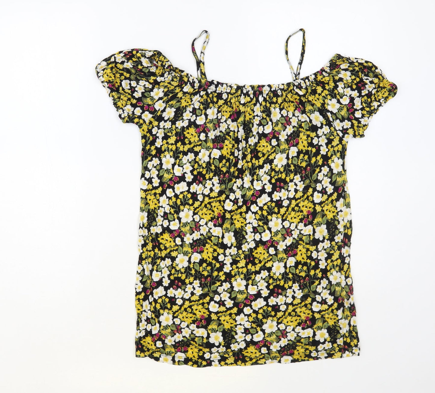 Matalan Womens Multicoloured Floral Viscose Basic Blouse Size 8 Off the Shoulder