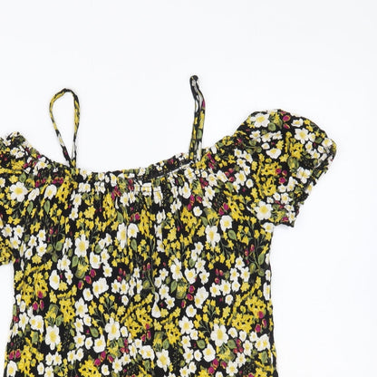 Matalan Womens Multicoloured Floral Viscose Basic Blouse Size 8 Off the Shoulder