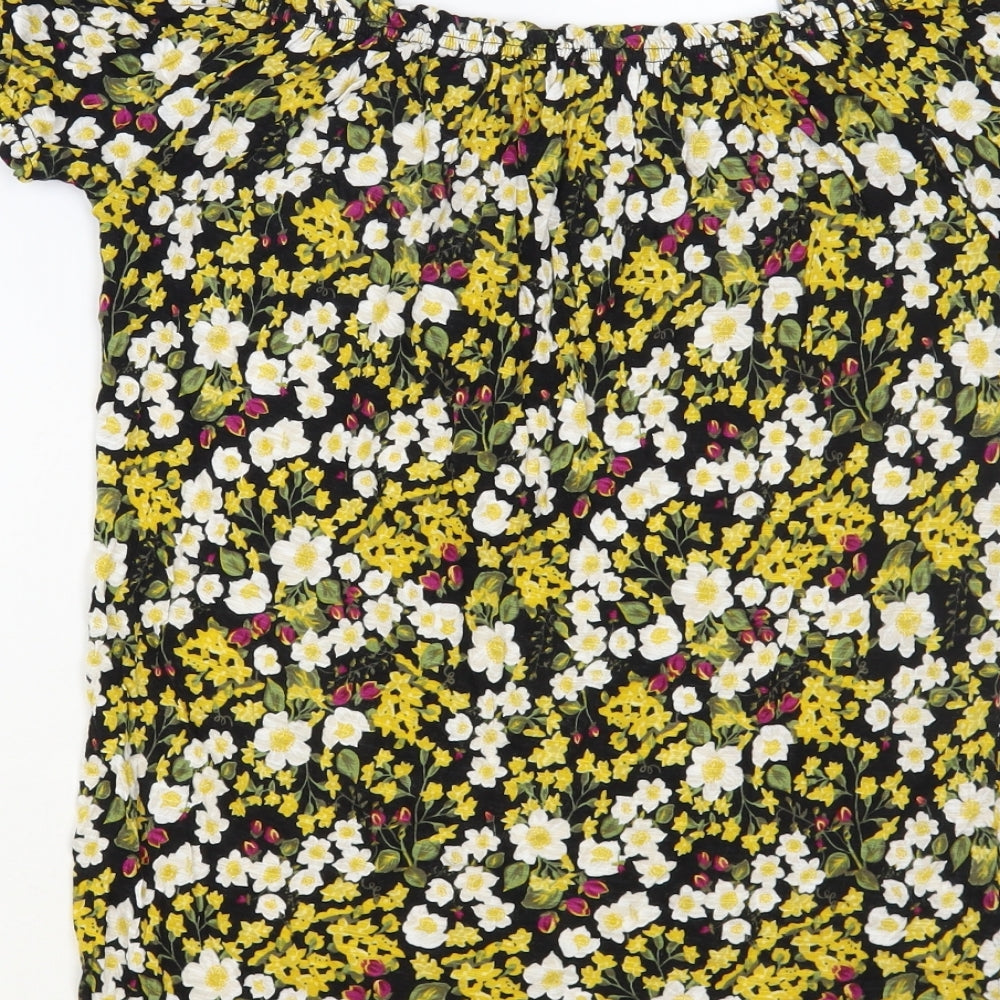 Matalan Womens Multicoloured Floral Viscose Basic Blouse Size 8 Off the Shoulder
