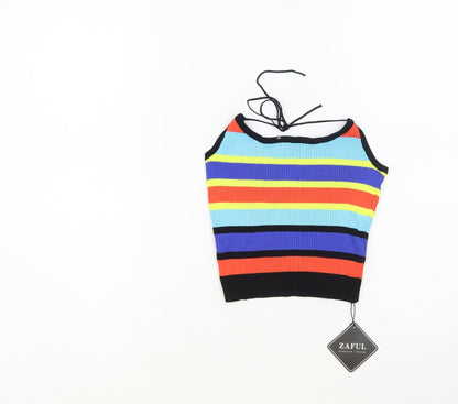 Womens UK Size S Zaful Multicoloured Cropped Tank