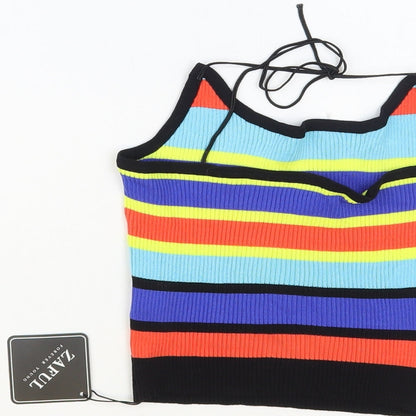 Womens UK Size S Zaful Multicoloured Cropped Tank