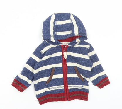 Marks and Spencer Boys Multicoloured Striped Cotton Full Zip Jumper Size 0-3 Months Zip