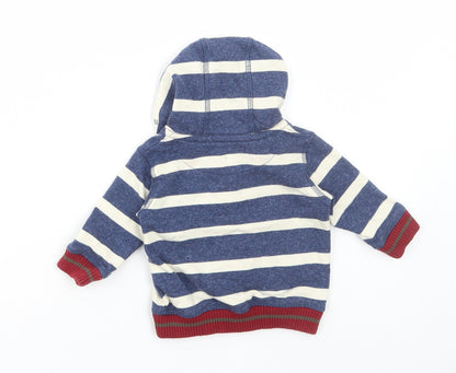 Marks and Spencer Boys Multicoloured Striped Cotton Full Zip Jumper Size 0-3 Months Zip