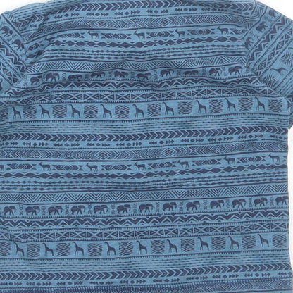 Matalan Boys Blue Geometric Cotton Pullover Polo Size 3-6 Months Collared Button - Animal print