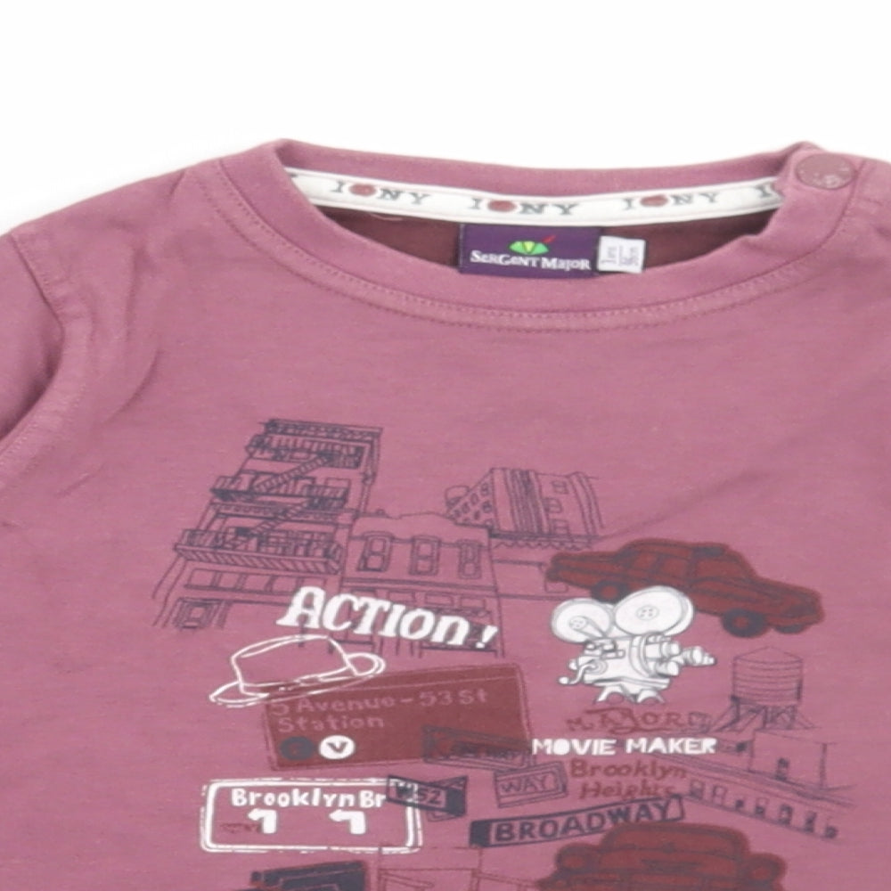 Sergent Major Girls Purple Polyester Basic T-Shirt Size 3 Years Round Neck Snap - New York