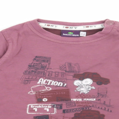 Sergent Major Girls Purple Polyester Basic T-Shirt Size 3 Years Round Neck Snap - New York