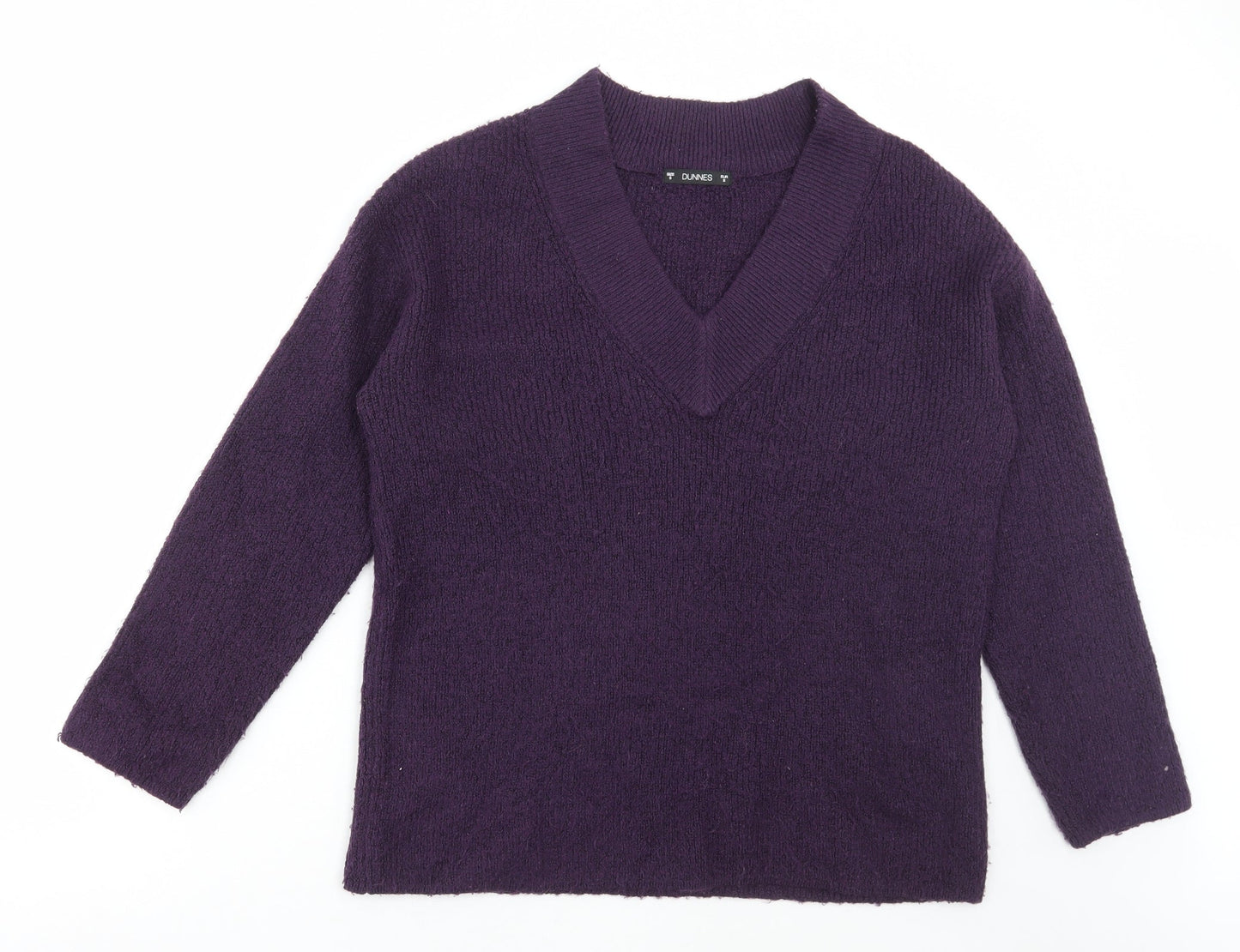 Dunnes Stores Womens Purple V-Neck Acrylic Pullover Jumper Size 8