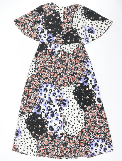 Influence Womens Multicoloured Animal Print Polyester A-Line Size 6 Round Neck Zip