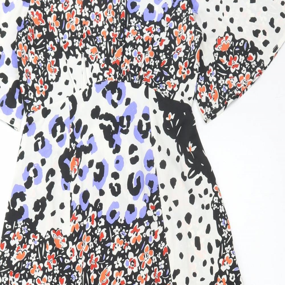 Influence Womens Multicoloured Animal Print Polyester A-Line Size 6 Round Neck Zip