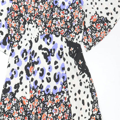 Influence Womens Multicoloured Animal Print Polyester A-Line Size 6 Round Neck Zip