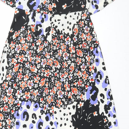 Influence Womens Multicoloured Animal Print Polyester A-Line Size 6 Round Neck Zip