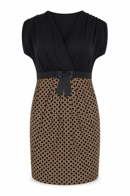 Body Flirt Womens Black Geometric Viscose Bodycon Size S V-Neck Pullover